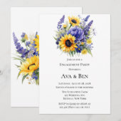 Invitation Partie d'engagement Lavande et tournesols (Devant / Derrière)