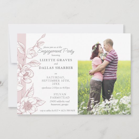 Invitation Partie d'engagement Magnolia Blush Mariage 4-Photo (Devant)