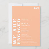 Invitation Partie d'engagement mariage de pêche blanche en gr (Devant)