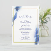 Invitation Partie d'engagement Mariage en marbre bleu Ombre o (Debout devant)