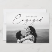 Invitation Partie d'engagement Mariage photo de script modern (Devant)