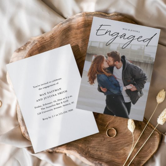 Invitation Partie d'engagement Mariage photo de script modern