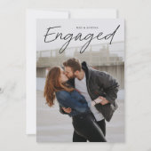 Invitation Partie d'engagement Mariage photo de script modern (Devant)