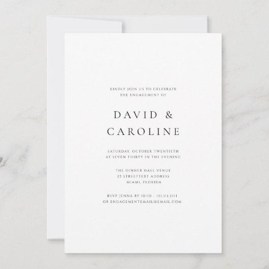 Invitation partie d'engagement mariage photo simple et modern (Dos)