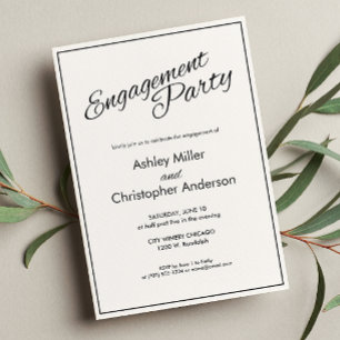 Invitation Partie d'engagement minimaliste au charbon noir de