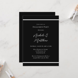 Invitation Partie d'engagement minimaliste noir et blanc