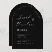 Invitation Partie d'engagement moderne Arc Noir et Blanc (Devant / Derrière)