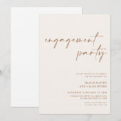 Invitation Partie d'engagement neutre minimaliste moderne (Devant / Derrière)