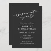 Invitation Partie d'engagement noir classique minimaliste (Devant / Derrière)