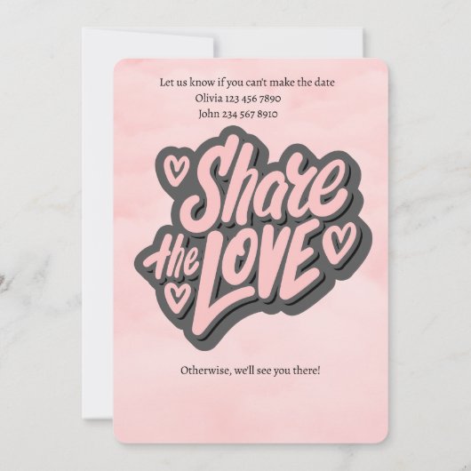 Invitation Partie d'engagement - Partagez l'amour. Modifiable (Dos)