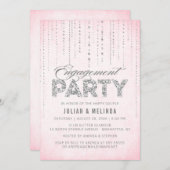 Invitation Partie d'engagement Parties scintillant rose et ar (Devant / Derrière)