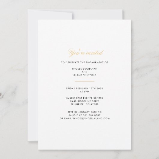 Invitation Partie d'engagement photo de script moderne (Dos)