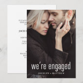 Invitation Partie d'engagement photo moderne minimaliste (Devant / Derrière)