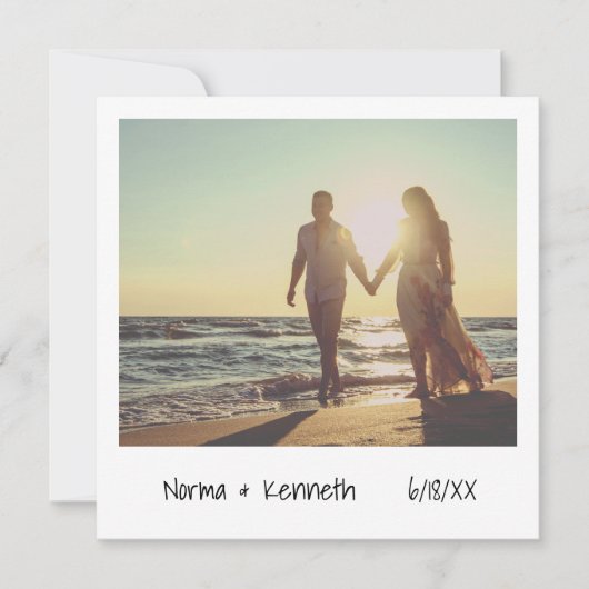 Invitation Partie d'engagement photo noir et blanc (Devant)