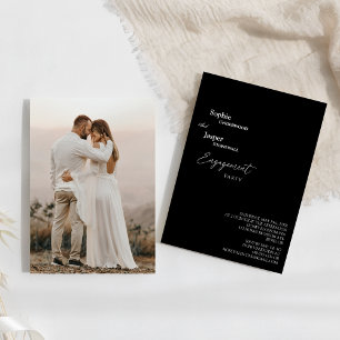 Invitation Partie d'engagement photo noire classique moderne