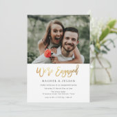 Invitation Partie d'engagement photo texte Gold stylisé (Debout devant)