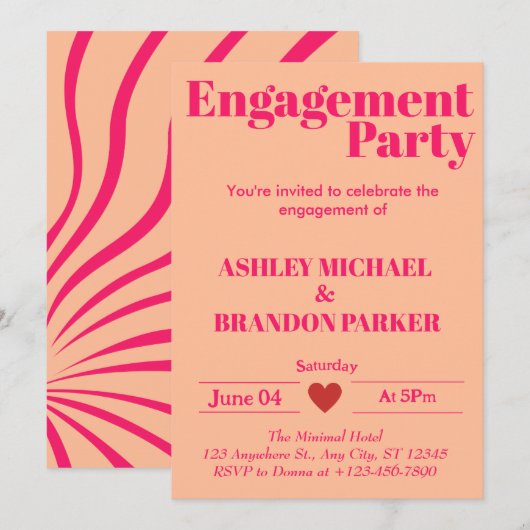 Invitation Partie d'engagement pour la typographie moderne Ho (Devant / Derrière)