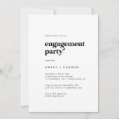 Invitation Partie d'engagement pour la typographie noire mode (Devant)