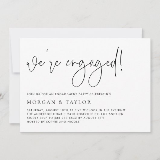 Invitation Partie d'engagement pour le script manuscrit noir  (Devant)