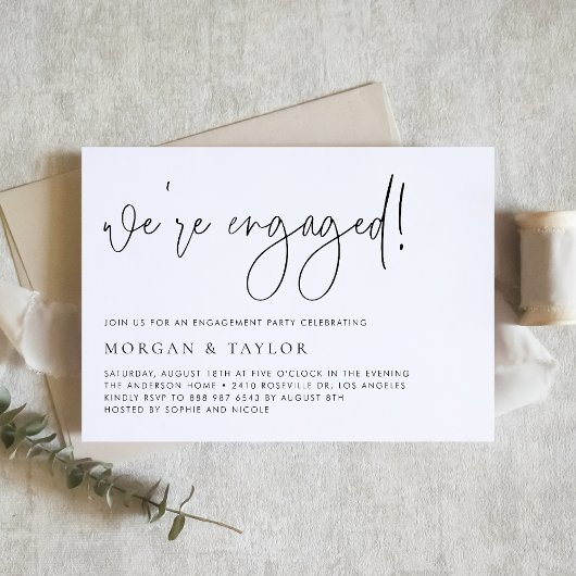 Invitation Partie d'engagement pour le script manuscrit noir 