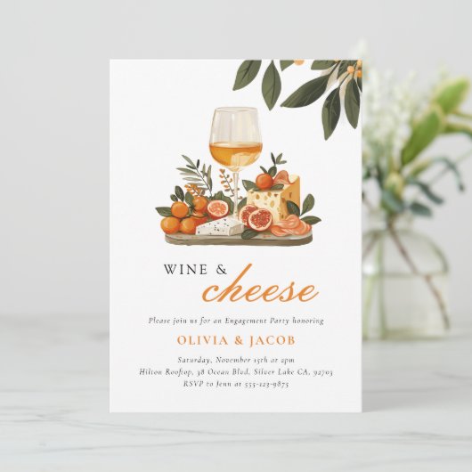 Invitation Partie d'engagement pour le vin et le fromage (Debout devant)