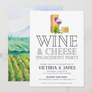 Invitation Partie d'engagement pour le vin et le fromage