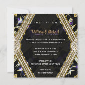 Invitation Partie d'engagement pour l'or et le glamour noir v (Dos)