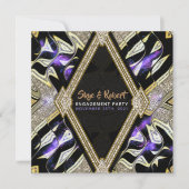 Invitation Partie d'engagement pour l'or et le glamour noir v (Devant)