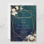Invitation Partie d'engagement Romantique Floral Gold Wreath (Devant)