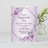 Invitation Partie d'engagement rose Floral violet violet mode (Debout devant)