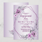 Invitation Partie d'engagement rose Floral violet violet mode (Devant / Derrière)