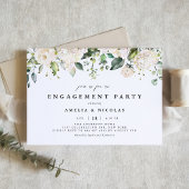Invitation Partie d'engagement Roses blanches et Hydrangeas