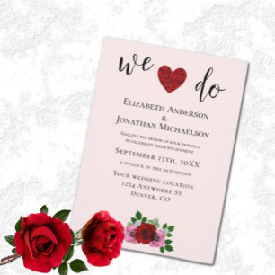 Invitation Partie d'engagement Roses rouges et roses