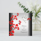 Invitation Partie d'engagement Rouge Blanc Blossom Noir (Debout devant)