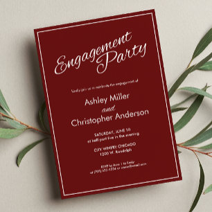 Invitation Partie d'engagement rouge Crimson de script minima