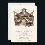 Invitation Partie d'engagement Russe Wood and String Lights<br><div class="desc">Découvrez l'essence du charme rustique grâce à l'Invitation de la Fête de l'Engagement de la Fête de l'Enfant et du Bois Rustique. Cette invitation magnifiquement conçue comprend une grange aquarelle ornée de fleurs de boho et d'une végétation luxuriante, ce qui est le décor parfait pour un couple qui chérit le...</div>