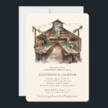 Invitation Partie d'engagement Russe Wood and String Lights<br><div class="desc">Découvrez l'essence du charme rustique grâce à l'Invitation de la Fête de l'Engagement de la Fête de l'Enfant et du Bois Rustique. Cette invitation magnifiquement conçue comprend une grange aquarelle ornée de fleurs de boho et d'une végétation luxuriante, ce qui est le décor parfait pour un couple qui chérit le...</div>