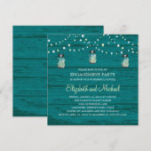 Invitation Partie d'engagement Rustic Wood Mason Jar et lumiè (Devant / Derrière)