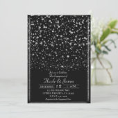 Invitation Partie d'engagement Silver & Black Confetti Splatt (Debout devant)