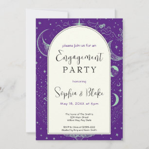 Invitation Partie d'engagement sur la lune céleste bleue et v