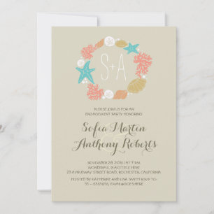 Invitation partie d'engagement sur la plage de couronnes naut
