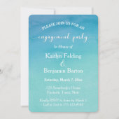 Invitation Partie d'engagement turquoise et bleu Ombre Aquare (Devant)