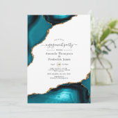 Invitation Partie d'engagement turquoise et Gold Agate (Debout devant)