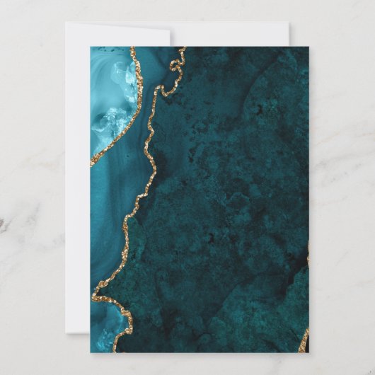 Invitation Partie d'engagement turquoise et Gold Agate (Dos)