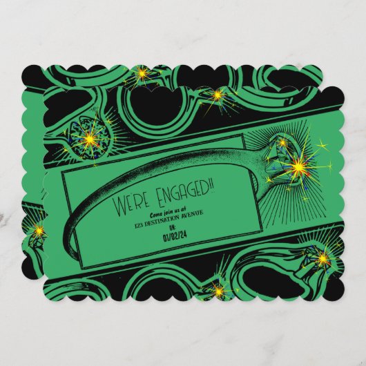 Invitation Partie d'engagement (version verte) (Devant / Derrière)