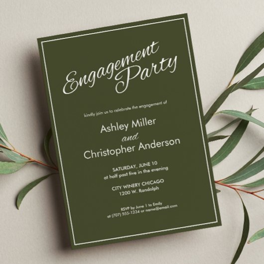 Invitation Partie d'engagement vert minimaliste de l'Armée de