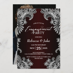 Invitation Partie d'engagement White Lace Bourgogne