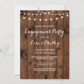 Invitation Partie d'engagement Wood Rustic Lights Douche Invi (Devant)