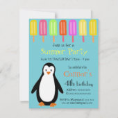Invitation Partie d'été de pingouin avec des Popsicles (Devant)