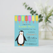 Invitation Partie d'été de pingouin avec des Popsicles (Debout devant)